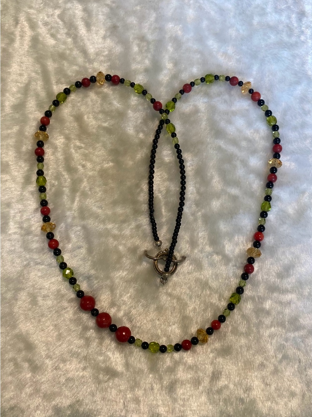 🍀Silver Glass Multi-Color Beaded Necklace